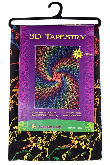 3-D Rainbow Skeletons Spiral Tapestry - eDeadShop