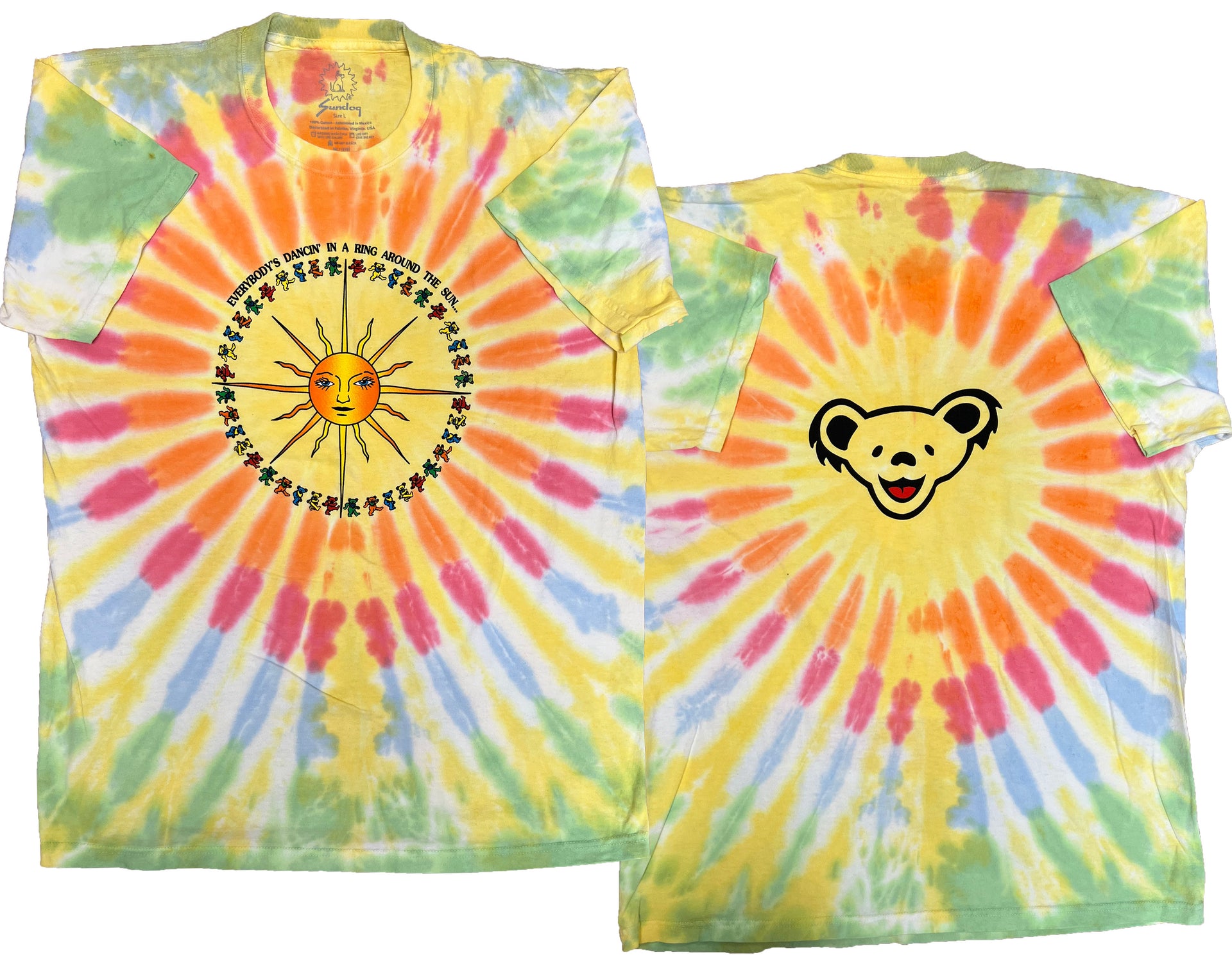 Grateful Dead Bears Around The Sun Youth Tie Dye T-Shirt Youth Large