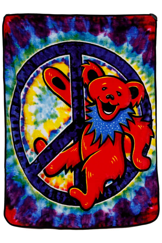 Grateful Dead Peace Bear Fleece Throw Blanket