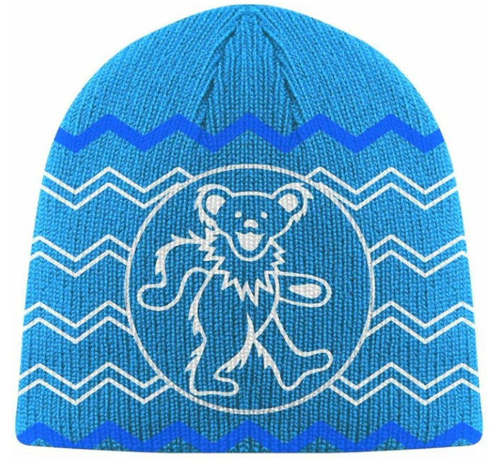Grateful Dead Knit Dancing Bear Beanie Hat in Blue - eDeadShop