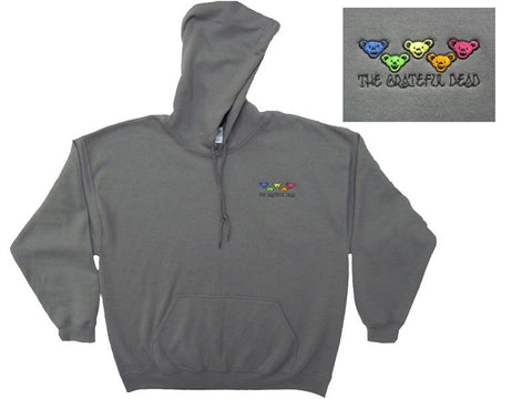 Bear Head Embroidered Grey Hoodie