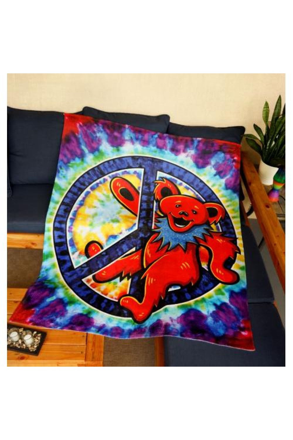 Grateful Dead Peace Bear Fleece Throw Blanket - eDeadShop