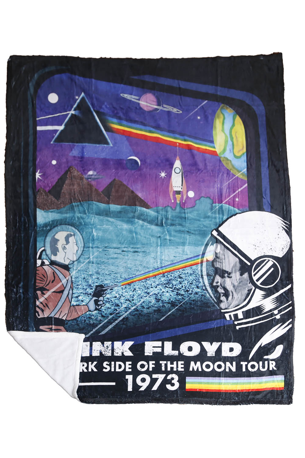 Pink Floyd Fleece Throw Blanket Dark Side Of The Moon Retro - eDeadShop