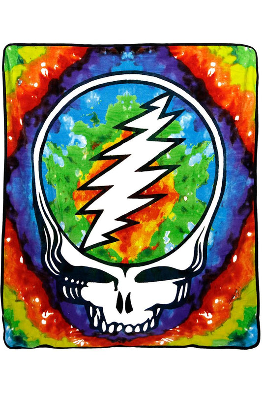 Grateful Dead Steal your Face Tie-Dye Fleece Throw Blanket - eDeadShop