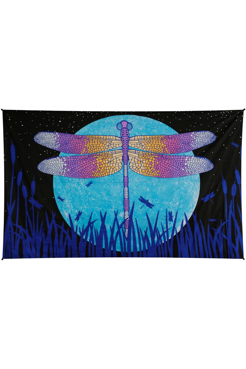 3D Glow in The Dark Dragonfly Moon Tapestry - eDeadShop