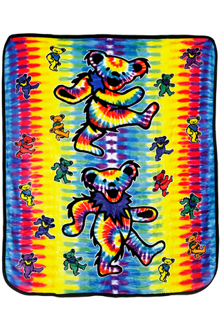 Grateful Dead Tie Dye Bears Fleece Throw Blanket