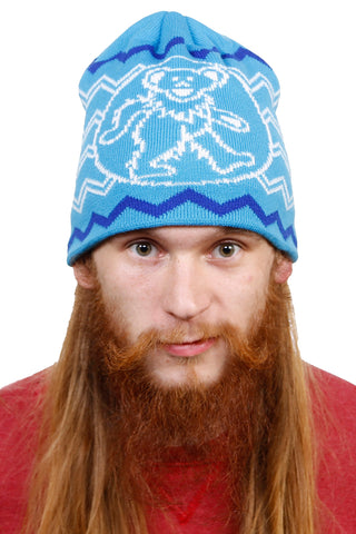 Grateful Dead Knit Dancing Bear Beanie Hat in Blue