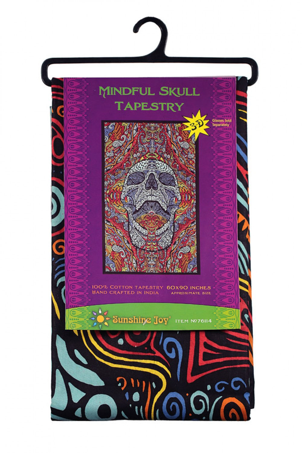 3D Mindful Skull Tapestry - Artwork by Chris Pinkerton - eDeadShop