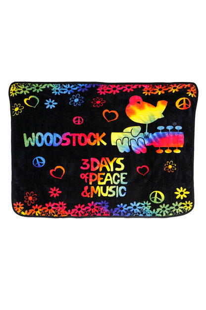 Woodstock Fleece Throw Blanket 3 Days Of Peace - eDeadShop