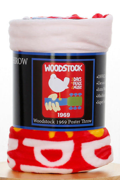 Woodstock Fleece Throw Blanket 1969 Logo