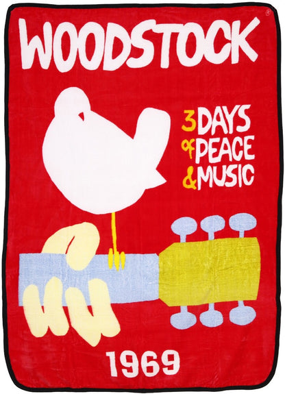 Woodstock Fleece Throw Blanket 1969 Logo